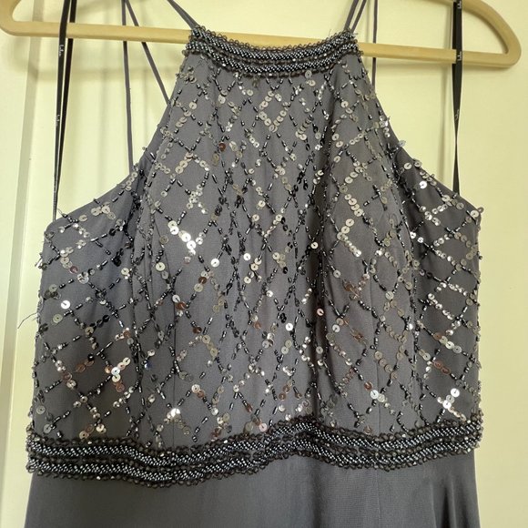 FOREVER IN LOVE Charcoal Grey Sequin Sleeveless Maxi Dress - Size US 6 - Picture 7 of 11